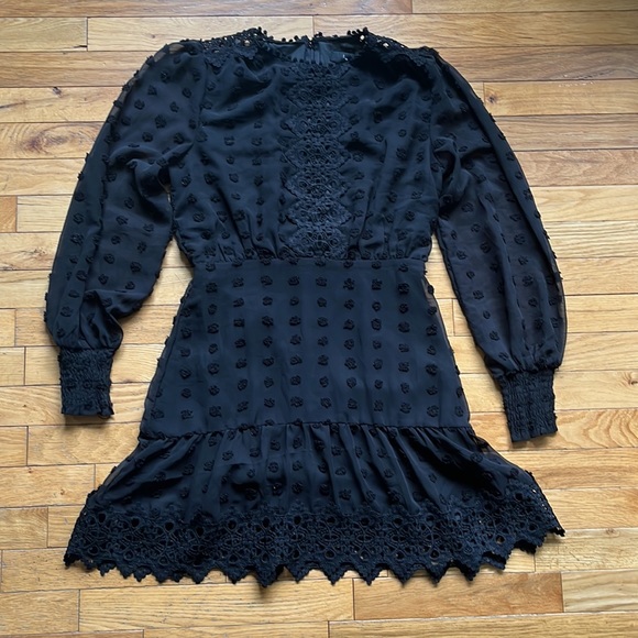 LULUS Lust or Love Black Embroidered Lace Long Sleeve Dress size S. - Picture 11 of 16